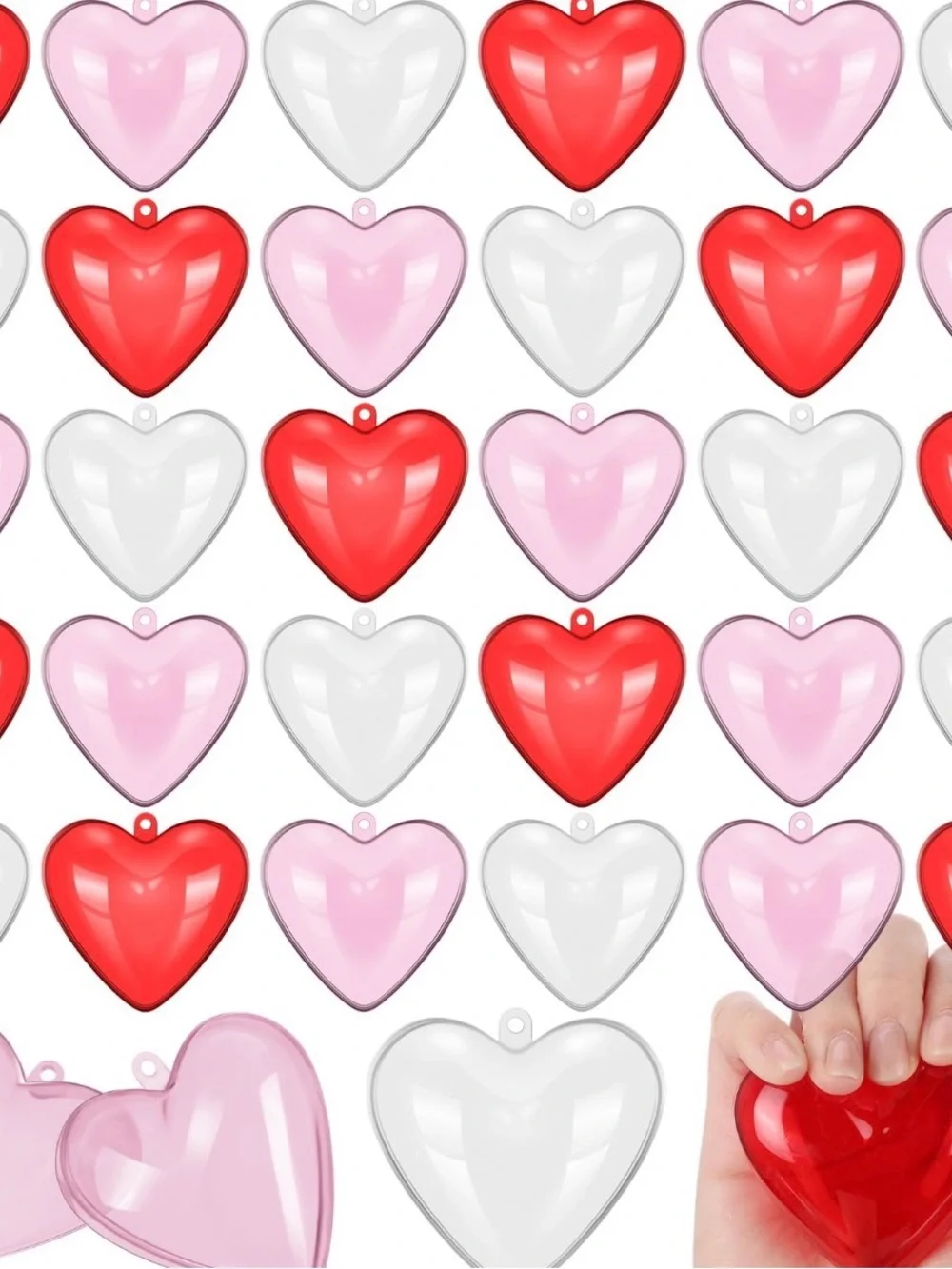 Heart shaped Plastic case boxes red, clear, pink.- favors, gifts, valentine love